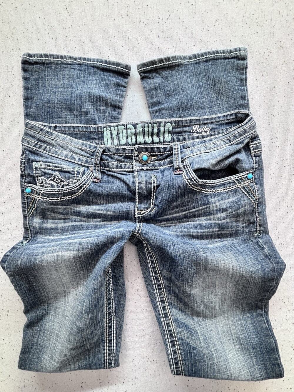 Vtg Y2K Hydraulic Bailey Micro Bootcut Jeans Womens 11/12 Thick Stitch